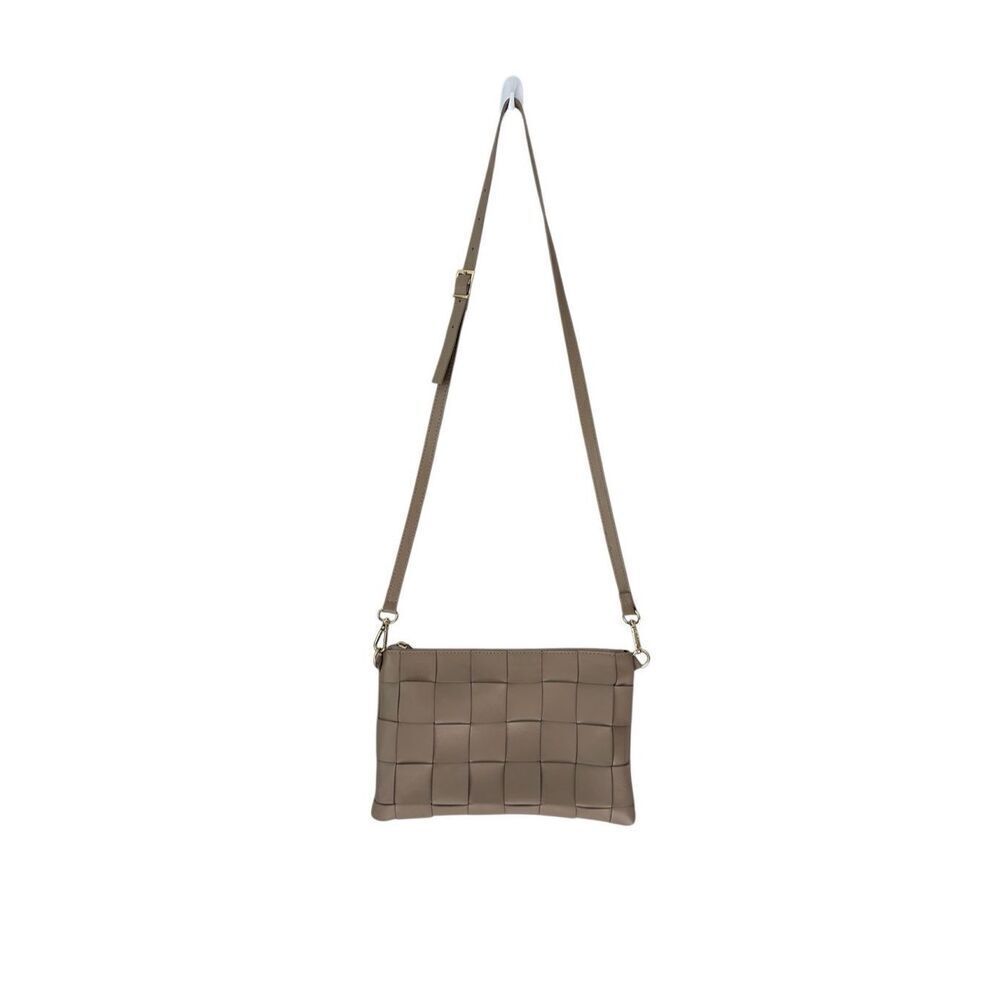 Anna Paola Leather Woven Tan Crossbody Bag Purse